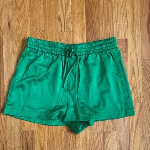 Green Satin Women's Shorts